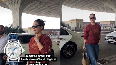 Kareena Kapoor keeps airport style effortless, letting a ₹12-lakh Jaeger-LeCoultre watch add a touch of quiet luxury to her travel look.