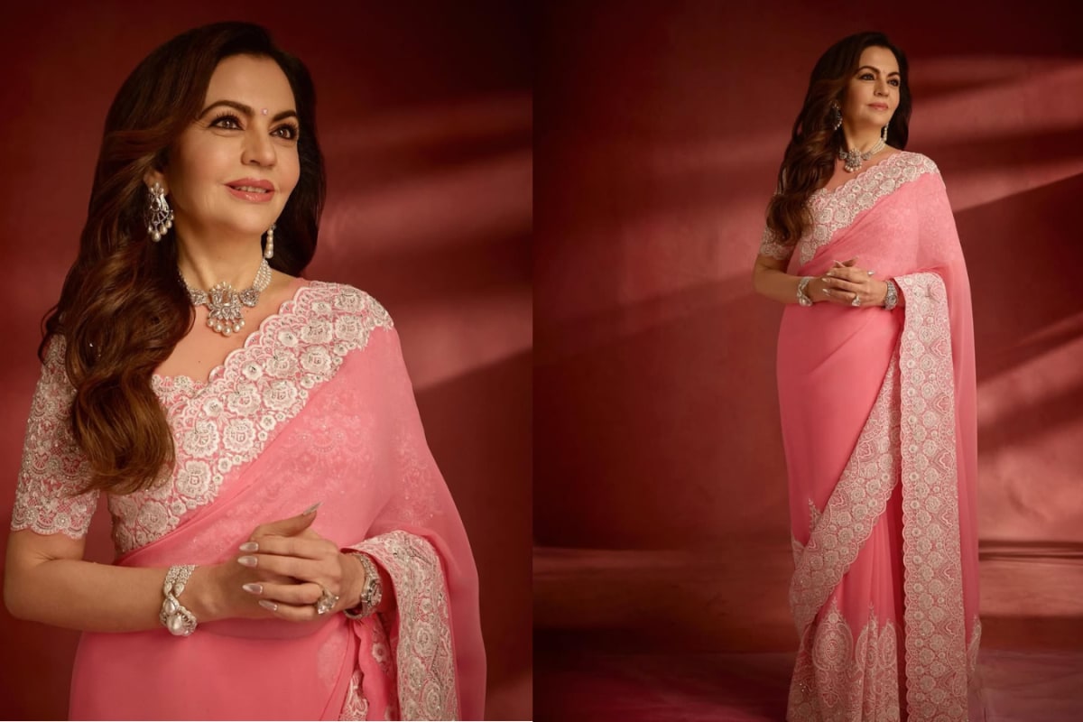 Nita Ambani Stuns In Shimmering Pink Saree At World Cup Teams’ Felicitation Ceremony