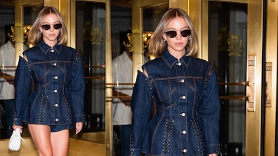 Sydney Sweeney in denims and shades