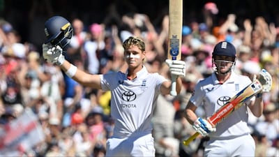 Jacob Bethell celebrates after scoring his maiden Test century. (Picture Credit: AFP)