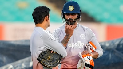Star India all-rounder Ravindra Jadeja with head coach Gautam Gambhir (PTI)