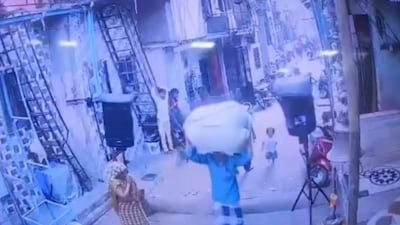 The incident took place in Tagore Nagar around 11 am and was captured on CCTV. (Screengrab)