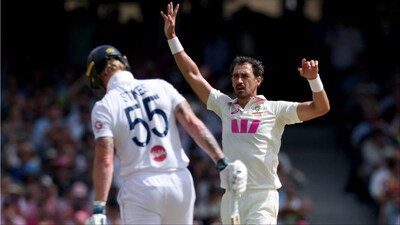 Mitchell Starc celebrates after taking Ben Stokes' wicket. (Picture Credit: AFP)