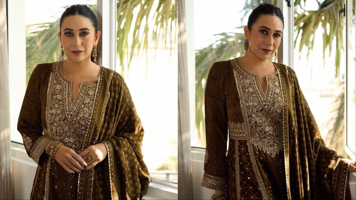 Karisma Kapoor in Anita Dongre Ajrakh Suit