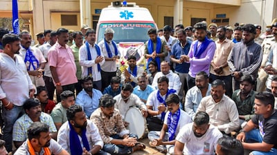 Hubballi: Dalit leaders and supporters take out a procession with the mortal remains of Ranjitha Banasode (Photo: PTI)