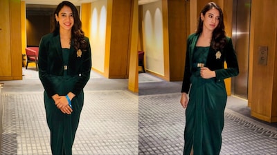 Smriti Mandhana is wearing Shantnu & Nikhil.
