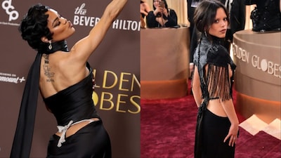 (L-R) Teyana Taylor in Schiaparelli, Jenna Ortega in Dilara Findikoglu