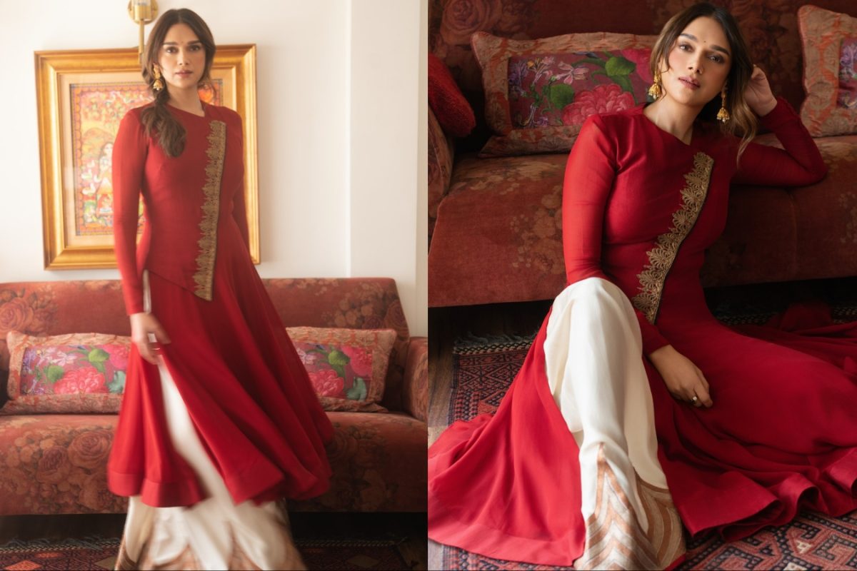Aditi Rao Hydari Stuns in Anand Kabra’s 2013 Archival Red Kurta With Modern Elegance