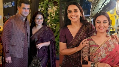 Vidya Balan with husband Siddharth Roy Kapur and Divya Dutt.