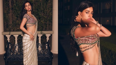 Disha Patani stuns in a Monisha Jaising couture saree.