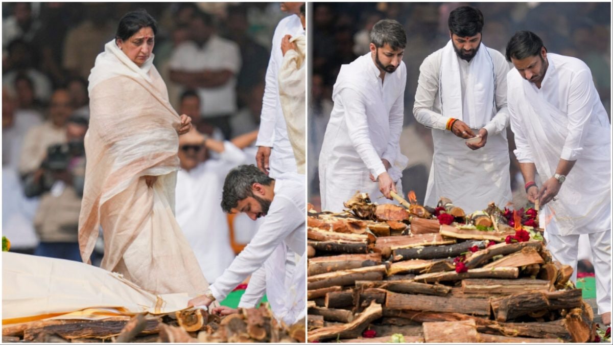 Tears, Chants And Flowers: Wife, Sons Bid Farewell To Ajit Pawar At State Funeral In Baramati