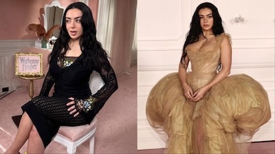 (L-R) Charli XCX in John Galliano and Vivienne Westwood