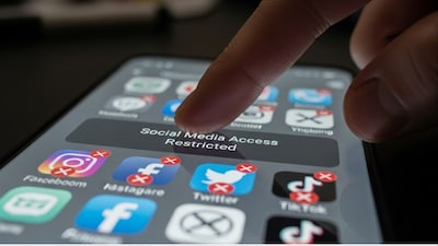 An AI-image to represent restriction to social media (News18)