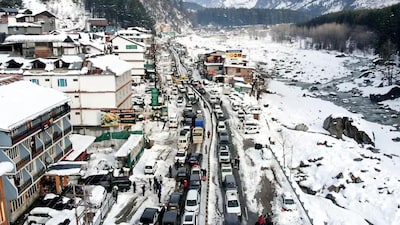 Many vehicles have been stranded for over 24 hours, with passengers spending the night inside their cars. (X/ANI)