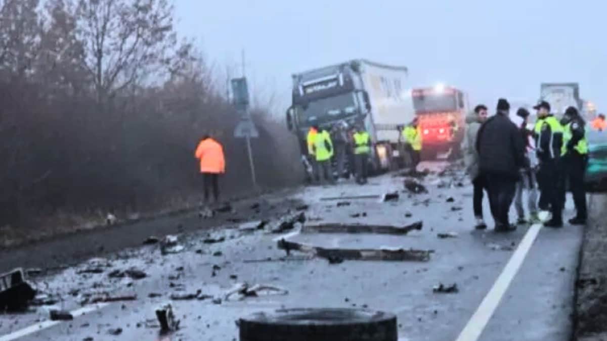 7 Dead As Minibus With Football Fans Breaks Apart In Head-On Romania Highway Collision | Video