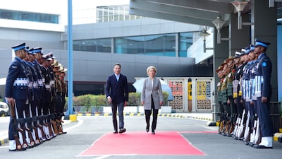 Union Minister of State for Commerce and Industry, Jitin Prasada, received the EU Commission chief at the airport. (X)