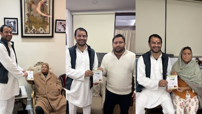 Tej Pratap Yadav met his mother Rabri Devi, father Lalu Yadav, brother Tejashwi Yadav, and his entire family. (X)