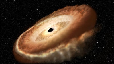 At the heart of Pablo’s Galaxy sits a supermassive black hole that repeatedly pushed gas outward at extreme speeds. (Representational)