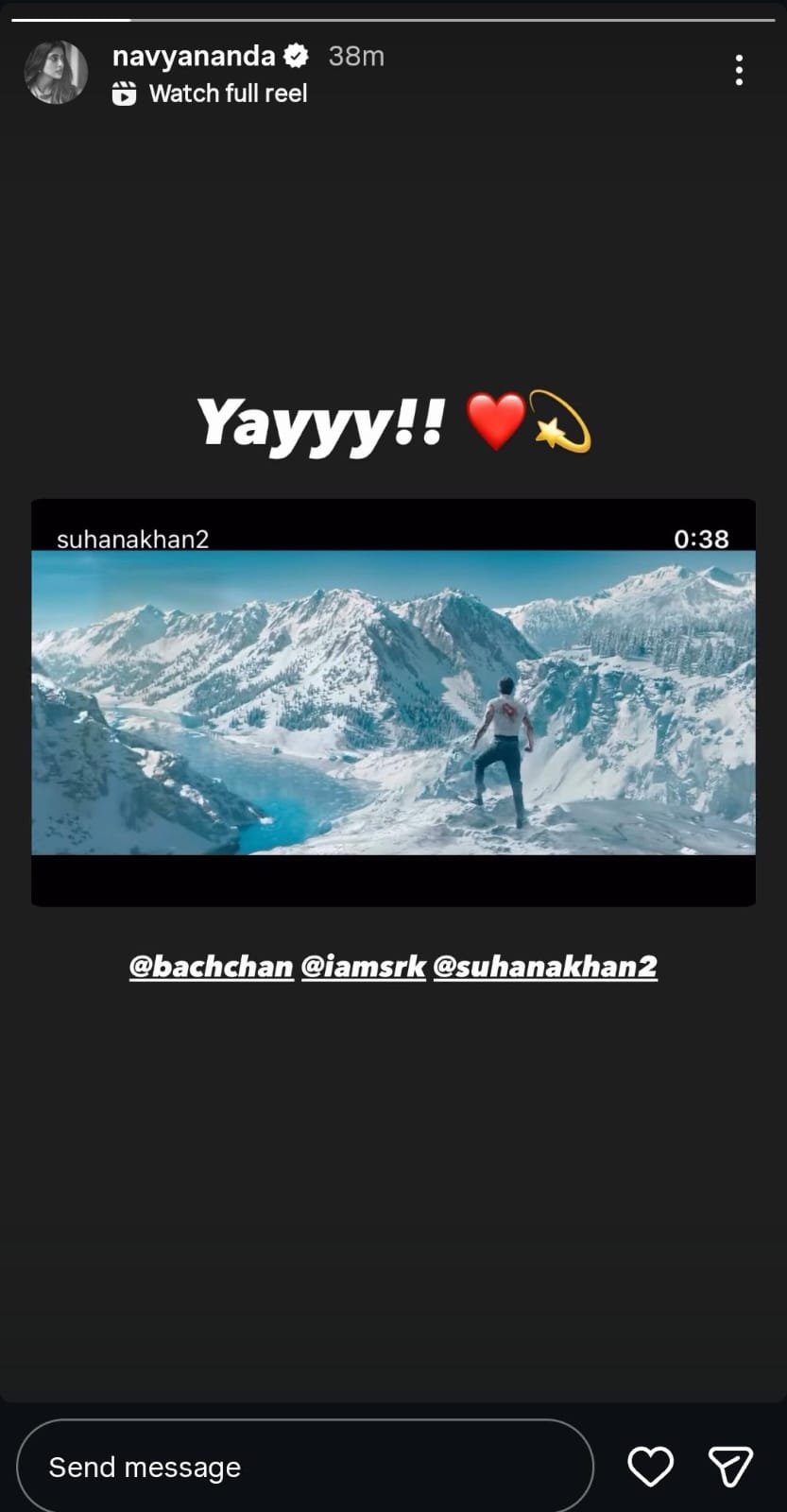 Navya Nanda's Instagram story