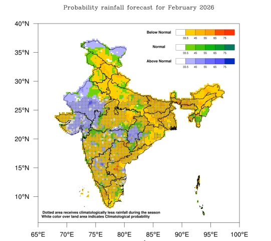 No rains predicted for February 2026