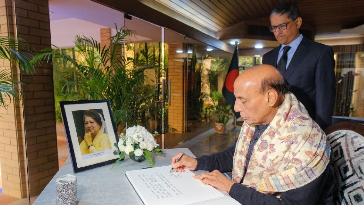 Rajnath Singh Pays Tribute To Khaleda Zia At Bangladesh High Commission In Delhi
