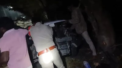 The mishap occurred near Mirzaguda when the car they were travelling in collided with a tree, killing all four students on the spot. (A visual from the site)