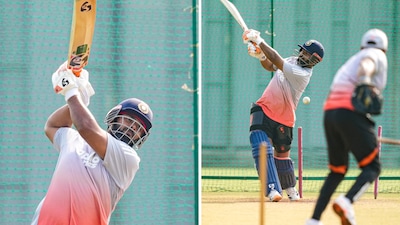 Rishabh Pant batting in the nets at Vadodara's Kotambi Stadium (PTI)