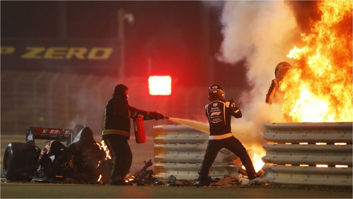 Five Years On: Romain Grosjean Reunites With The Helmet That Saved His Life At Bahrain GP