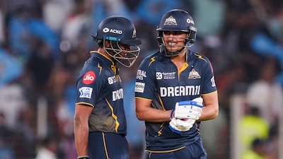 Gujarat Titans' Shubman Gill and Sai Sudharsan batting together in the IPL (PTI)