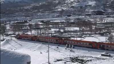 A viral video by Banihal MLA shows Vande Bharat Express gliding through a snowy valley, highlighting Indian Railways' engineering feats in Jammu and Kashmir during peak winter. (Image: X)