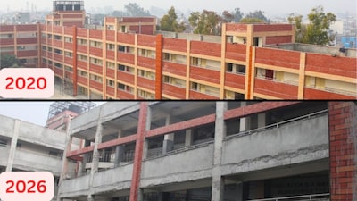 The Government Senior Secondary School in Shahbad Dairy in 2020 (top); and (below) its current condition. (X)