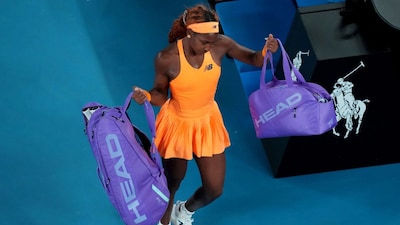 Coco Gauff of the U.S. walks from the court following her quarterfinal loss to Elina Svitolina of Ukraine at the Australian Open tennis championship in Melbourne, Australia, Tuesday, Jan. 27, 2026. (AP Photo/Aaron Favila)