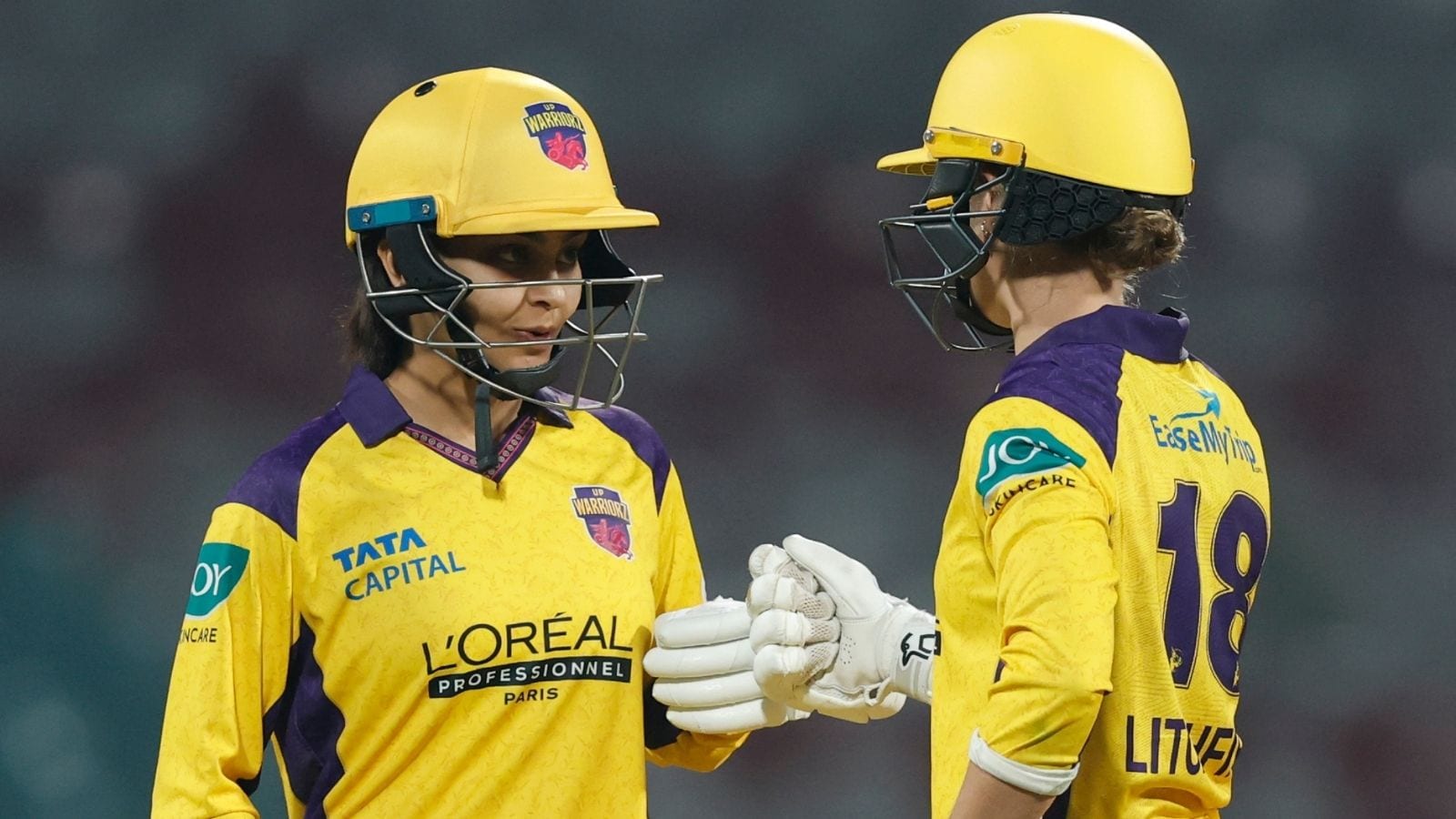 Harleen Deol and Phoebe Litchfield stitched up a partnership to steady the UPW chase. (WPL)