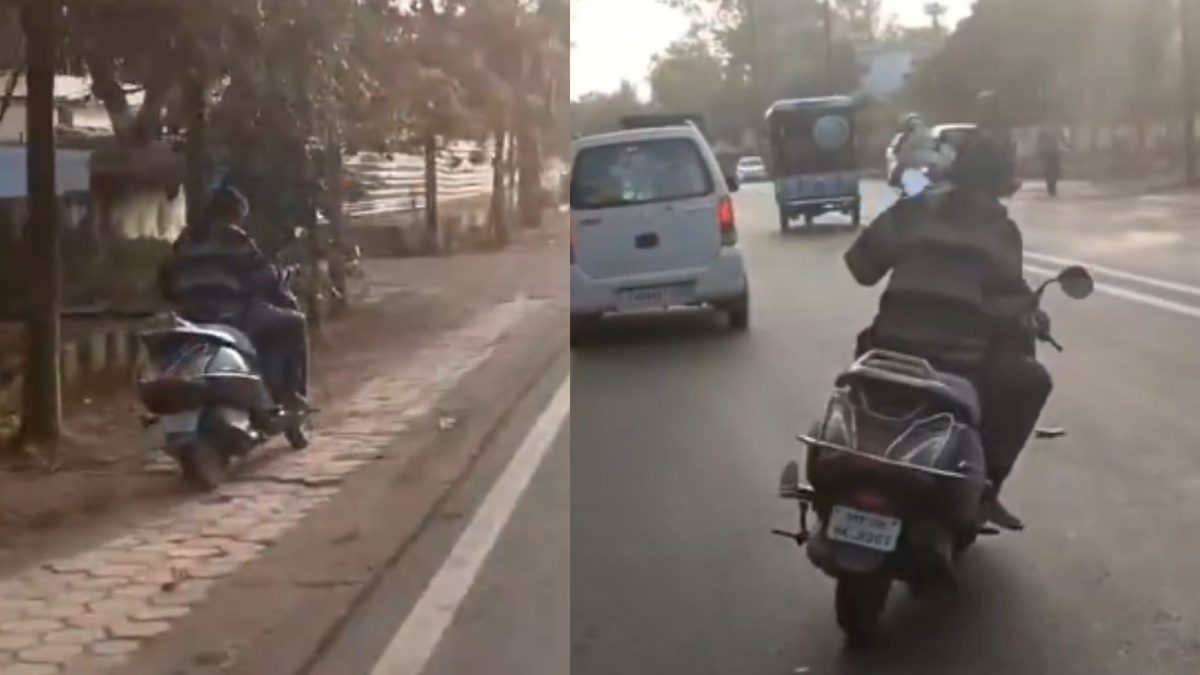 Caught On Camera: Drunk Man Rides Scooty On Pavement In Front Of Madhya ...