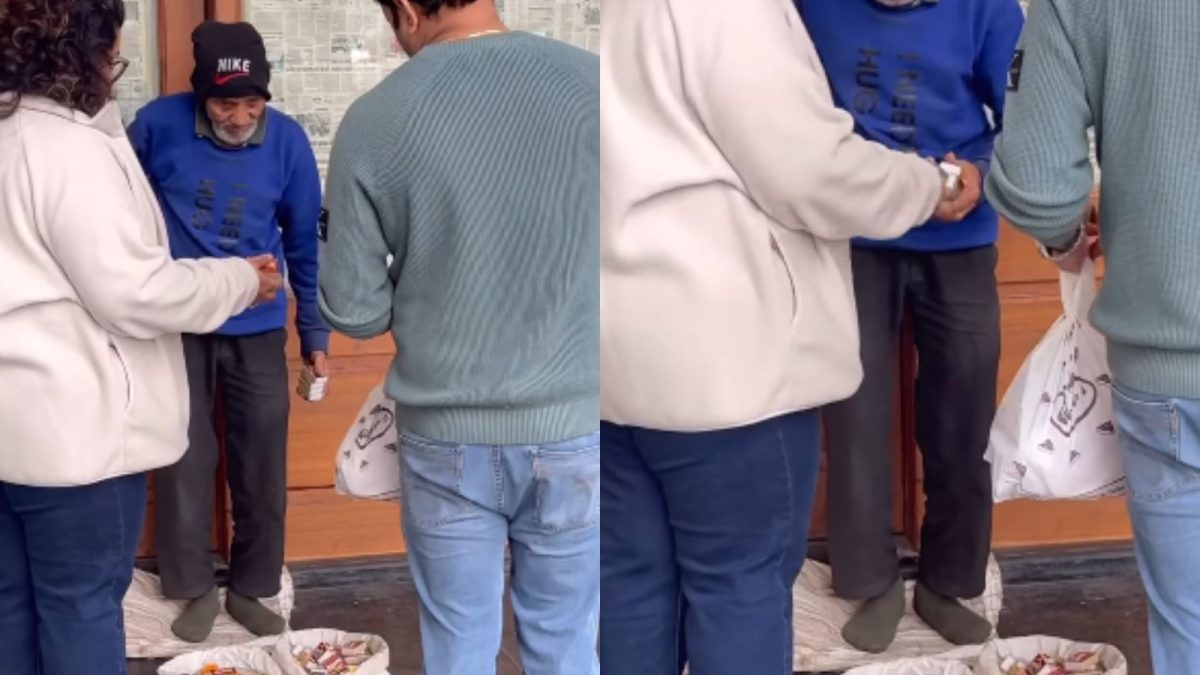 Elderly Man Sells Matchboxes Barefoot in Delhi's Cold