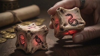 Several traditional stories claim that Shakuni, driven by anger and grief, crafted the dice using the bones of his deceased parents. (AI-Generated Image)