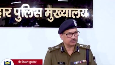 Bihar DGP Vinay Kumar at a press conference. (Bihar Police/X)