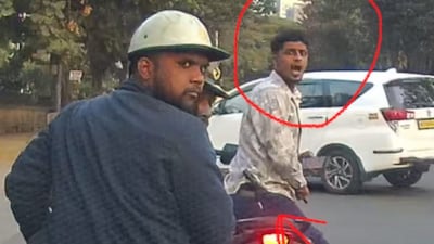 When the car driver questioned his behaviour, the rider became aggressive. (Photo Credit: X)