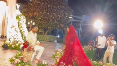 The priest comes and separates the couple. (Photo Credit : Instagram)