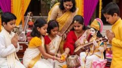 Parents can help kids celebrate Saraswati Puja with simple rituals and fun activities. (Photo Credit: X)