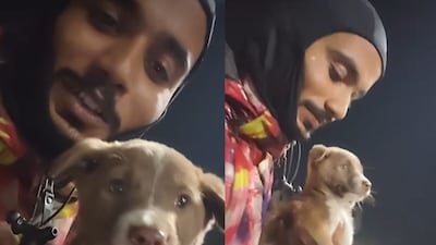 The rider, Dev, is now taking care of the puppy after adopting him. (Photo Credit: Instagram)