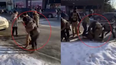 The red circle identifies the 37-year-old man who was taken down during the incident. (X/@rawsalerts)