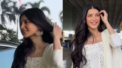 Shruti Haasan donned a white ethnic suit with a black bindi. (Photo Credit: Instagram)