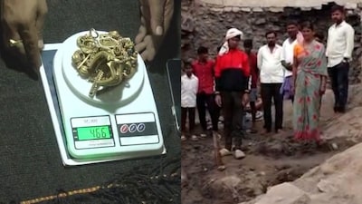 The family, which found the gold in a copper pot while digging up the foundation for their new house, handed over the ornaments to the local authorities. (Image: News18)