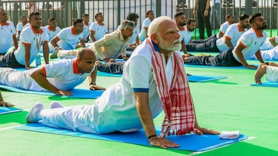 By 2025, International Yoga Day had evolved into a global movement with major cities worldwide hosting large-scale public events. (Image: PTI/File)