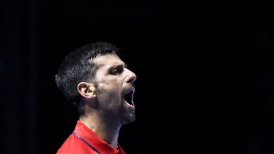 Novak Djokovic eacts after a point against US' Taylor Fritz during the Six Kings Slam (Picture credit: AFP)