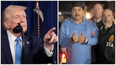 US President Donald Trump (L) and Venezuela's captured President Nicolas Maduro (R). (Reuters)