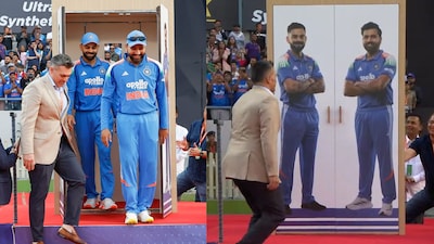 Virat Kohli and Rohit Sharma at their felicitation ceremony in Vadodara.(PC: X)