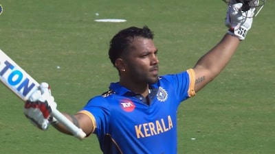 Vishnu Vinod smashed a  record-breaking hundred  (X)