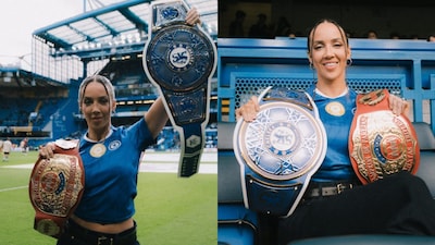 WWE Superstar Chelsea Green donned the Chelsea Blue at Stamford Bridge (Chelsea FC Media)